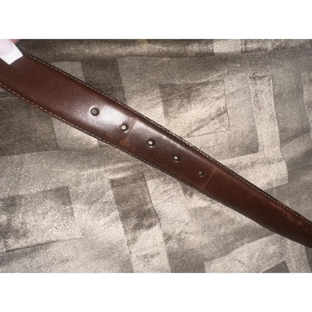 Torino Leather Belt‎ Mens Size 36 Brown European Cowhide Brass Tone Buckle 7501